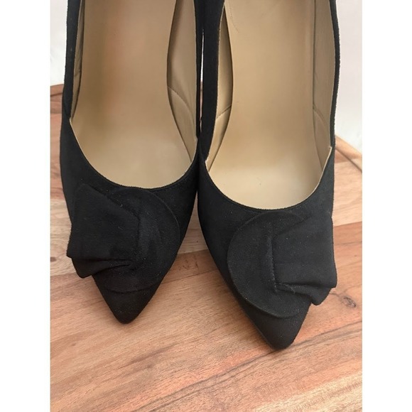 Naturalizer Black Suede Bow Pointed Toe Heels Women Size 8.5M Dress Shoes - Picture 5 of 9